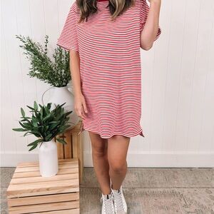 Striped Red Casual Dress